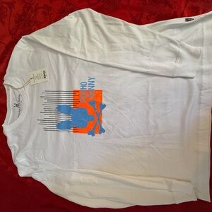Psycho Bunny White Long Sleeve Tee with Blue and Orange Logo